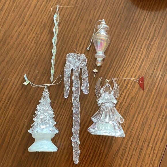 Collection of clear glass & plastic Christmas tree ornaments - Picture 2 of 10